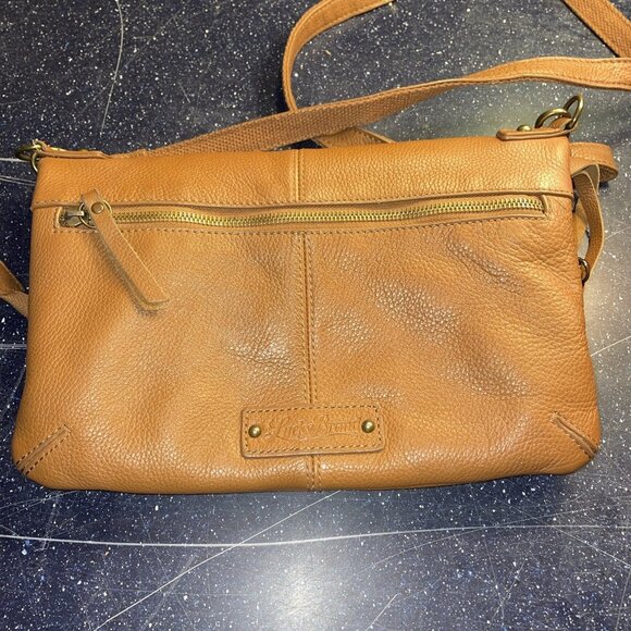 Lucky Brand Leather Crossbody Shoulder Bag Fringe Tan Boho Hippie Western - Picture 4 of 12